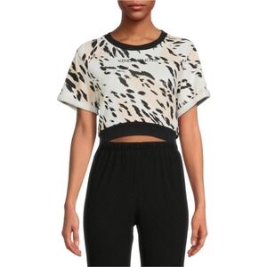 Kendall & Kylie Animal Print Crop Top Short Sleeve Tee‎ Shirt XS NWT